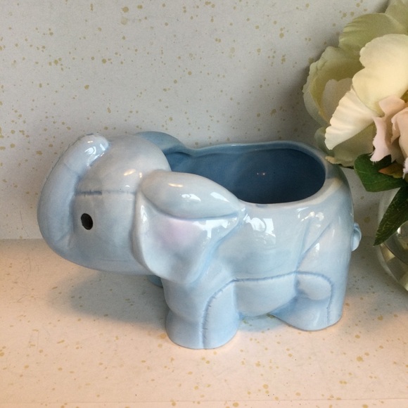 Large Blue Elephant Baby Planter - Picture 3 of 6